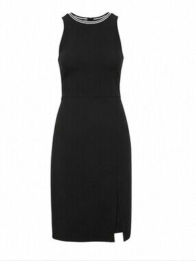 Banana Republic Black Midi Dress with White-Trim Collar